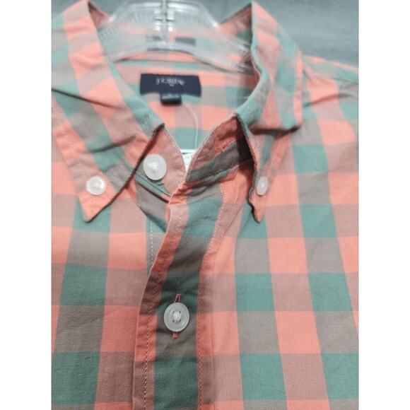 J Crew Shirt Mens Medium Slim Fit Pink Mango Orange Long Sleeve Button Large - Picture 10 of 10